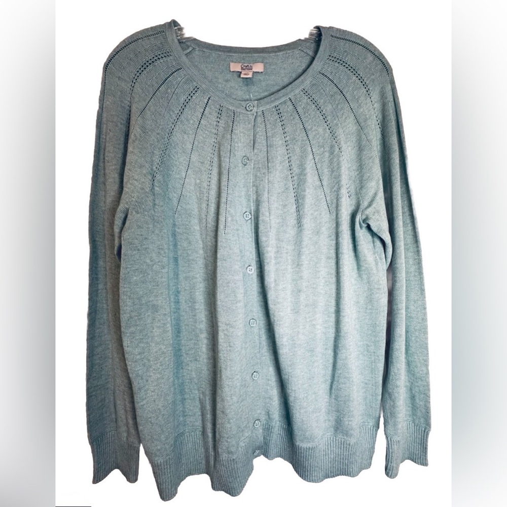 Croft & Barrow Women's Turquoise Long Sleeve Cardigan Lightweight‎ Size PXL NWT